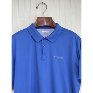 Columbia PFG Polo Shirt Mens Large Blue Omni-Shade Performance Fishing Golf